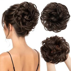 Large Messy Bun Hair Piece Wavy Curly Scrunchies Synthetic Chignon